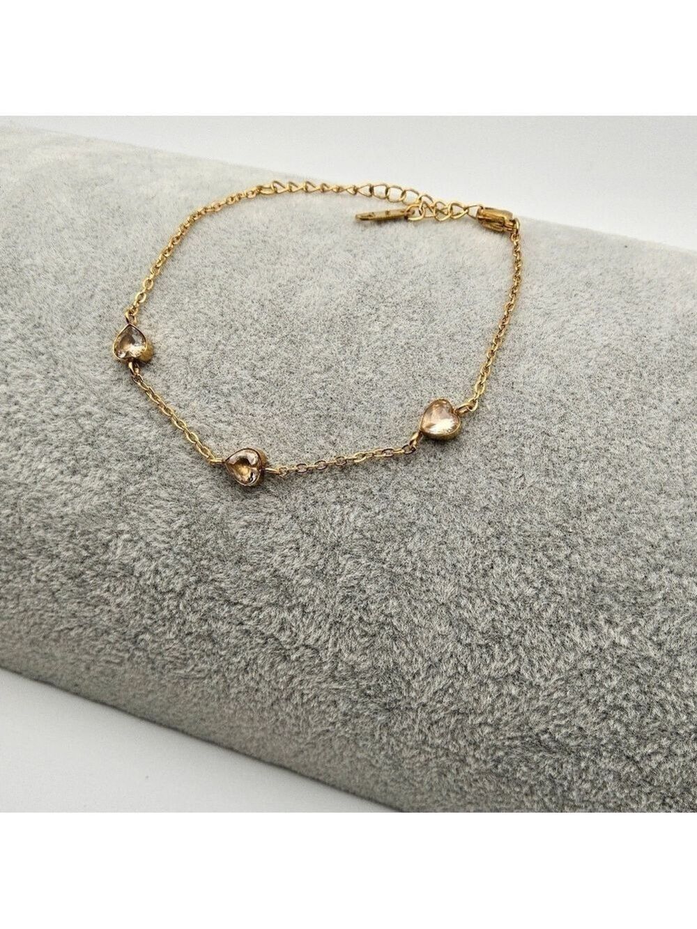 18k Gold Plated Stainless Steel Resin Heart  Deco Chain Bracelet